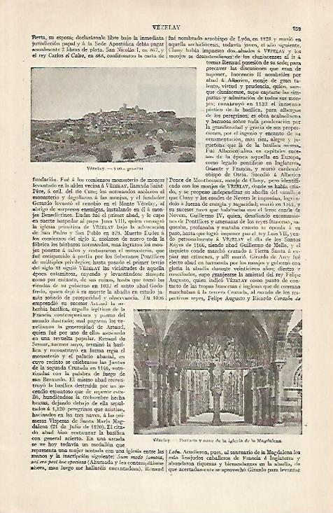LAMINA ESPASA 28878: Vista de Vezelay Francia