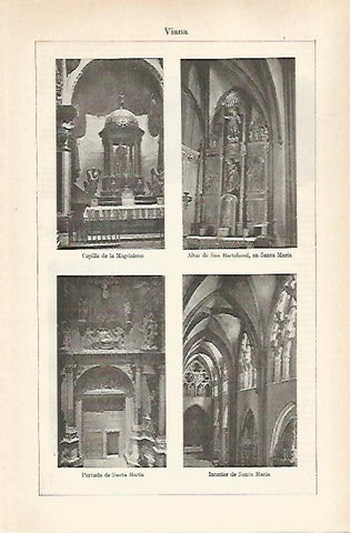 LAMINA ESPASA 28883: Vistas de Santa Maria de Viana Navarra
