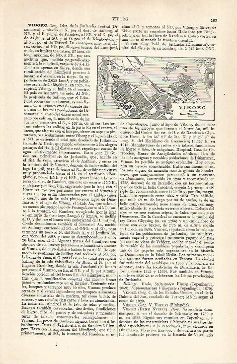LAMINA ESPASA 28894: Plano de Viborg Dinamarca