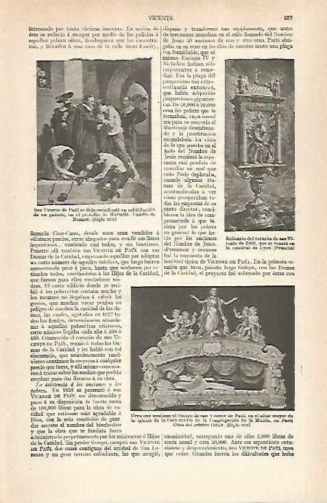 LAMINA ESPASA 28900: Relicario del corazon de San Vicente de Paul