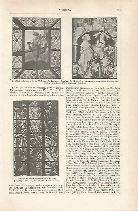 LAMINA ESPASA 28940: Vidriera francea de la Biblioteca de Troyes