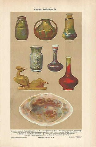 LAMINA ESPASA 28959: Vidrios de la Fabrica Real de Porcelana de Berlin