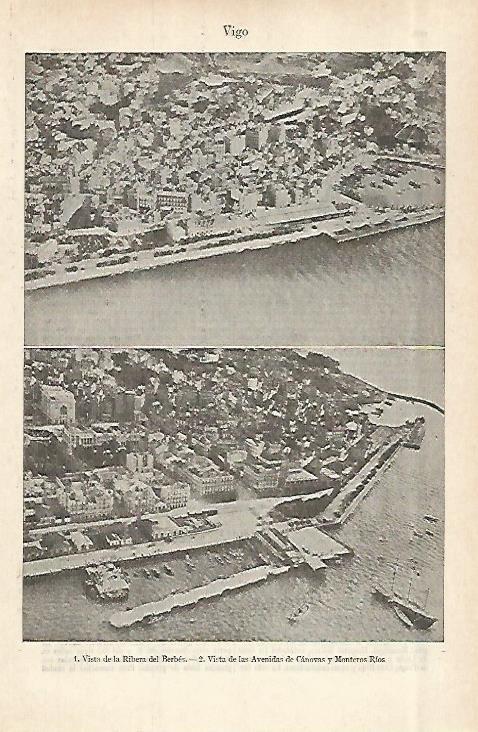 LAMINA ESPASA 28993: Ribera del Berbes y Avenida Canovas en Vigo