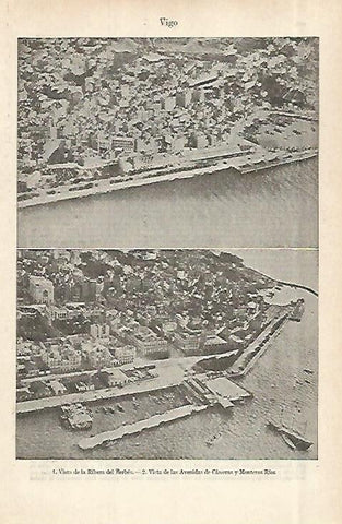 LAMINA ESPASA 28993: Ribera del Berbes y Avenida Canovas en Vigo