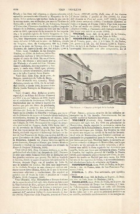 LAMINA ESPASA 28997: Claustro de la Cartuja de Vigodarzere Italia