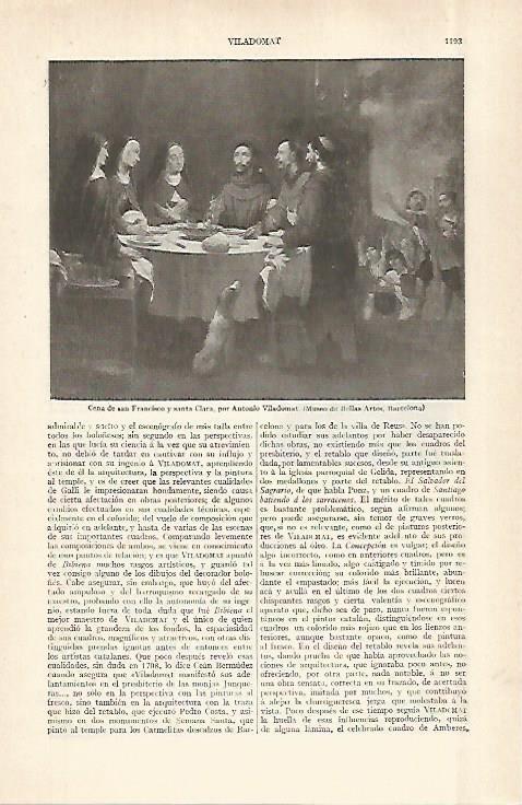 LAMINA ESPASA 29009: Cena de san Francisco y santa Clara por A. Viladomat