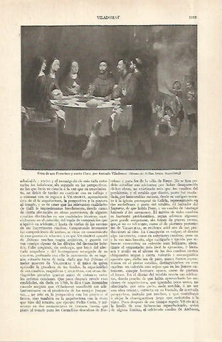 LAMINA ESPASA 29009: Cena de san Francisco y santa Clara por A. Viladomat