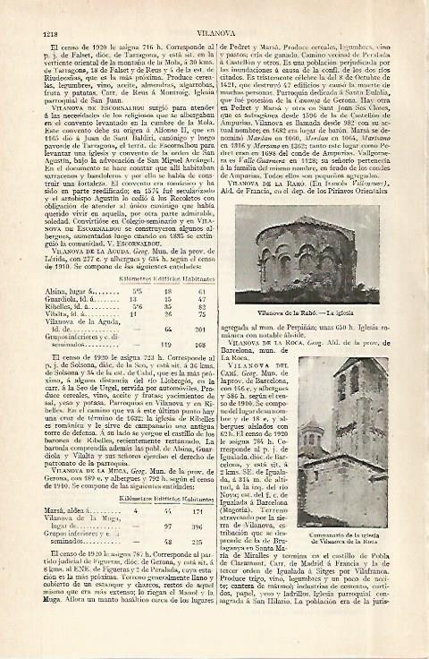 LAMINA ESPASA 29018: Campanario de la iglesia de Vilanova de la Roca