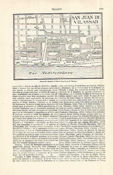 LAMINA ESPASA 29025: Plano de Sant Joan de Vilassar o Vilassar de Mar Barcelona