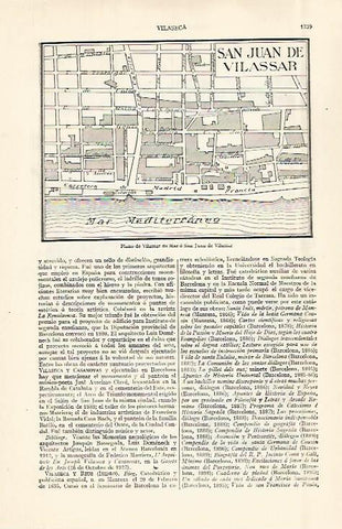 LAMINA ESPASA 29025: Plano de Sant Joan de Vilassar o Vilassar de Mar Barcelona