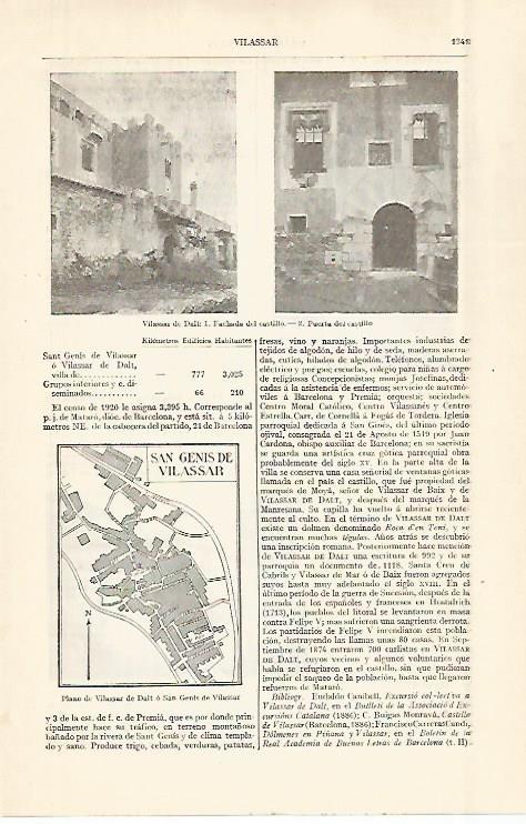 LAMINA ESPASA 29026: Castillo de Vilassar de Dalt Barcelona