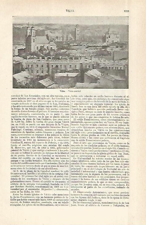 LAMINA ESPASA 29032: Vista de Vilna Polonia