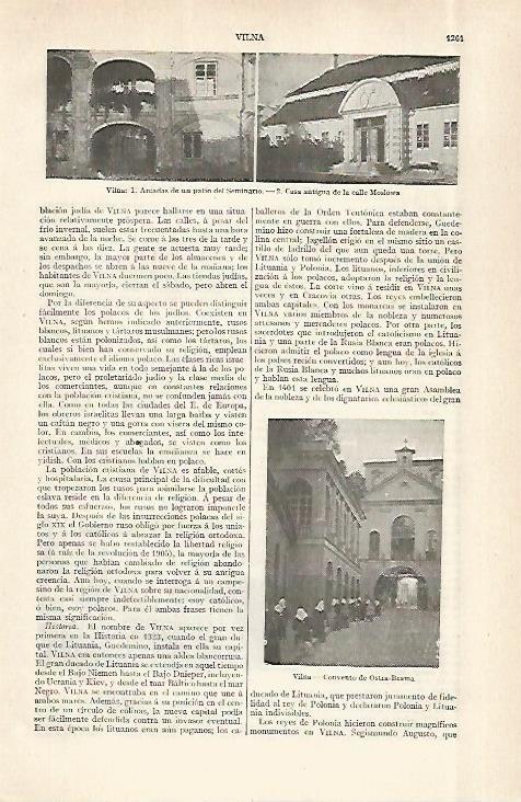 LAMINA ESPASA 29033: Seminario y casa en Vilna Polonia