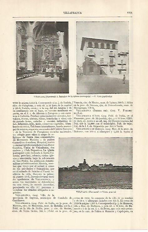 LAMINA ESPASA 29058: Vistas de Vilafranca Navarra