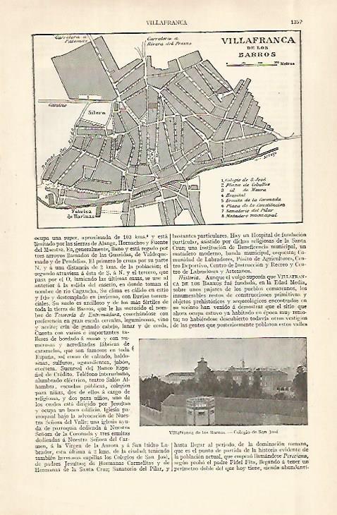 LAMINA ESPASA 29060: Plano de Villafranca de los Barros Badajoz