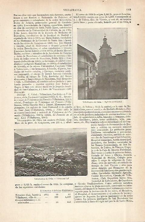 LAMINA ESPASA 29064: Iglesia de Vilafranca de Oria Guipuzcoa