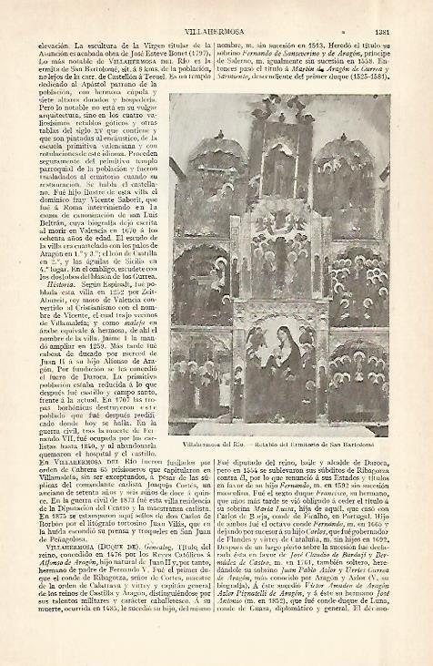 LAMINA ESPASA 29070: Retablo del Ermitorio de San Bartolome en Villahermosa del Rio Castellon