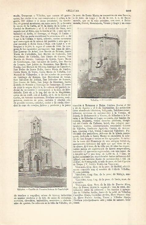 LAMINA ESPASA 29075: Castillo y Capilla de Villaba La Coruña