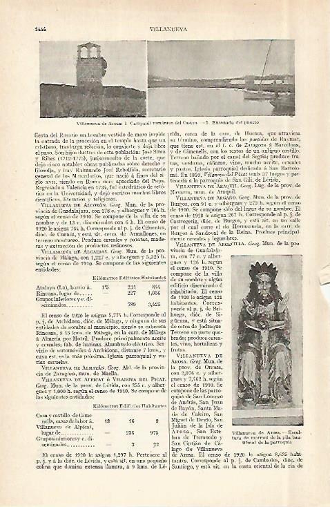 LAMINA ESPASA 29090: Campanil y puerto de Villanueva de Arosa Orense