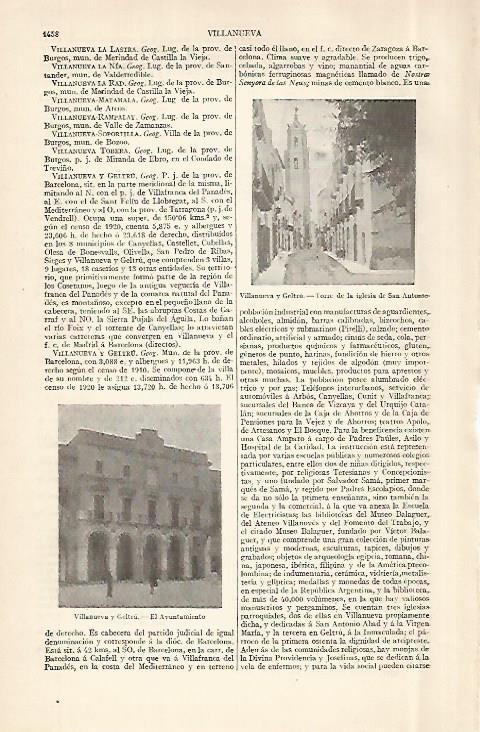 LAMINA ESPASA 29097: Torre de la iglesia de San Antonio en Vilanova i la Geltru Barcelona