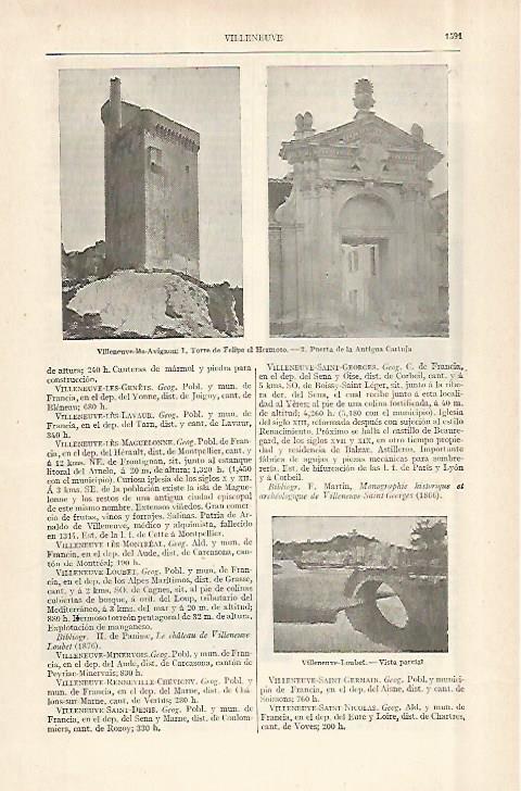 LAMINA ESPASA 29130: Torre de Felipe el Hermoso y Cartuja de Villeneuve-les-Avignon Francia