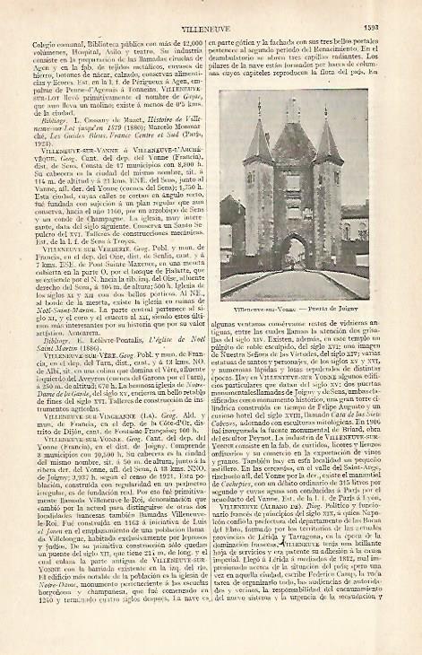 LAMINA ESPASA 29131: Puerta de Joigny en Villeneuve-sur-Yvonne Francia