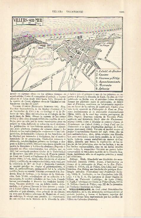 LAMINA ESPASA 29134: Plano de Villers-sur-Mer Francia
