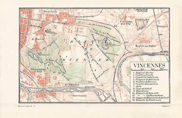 LAMINA ESPASA 29147: Plano de Vincennes Francia