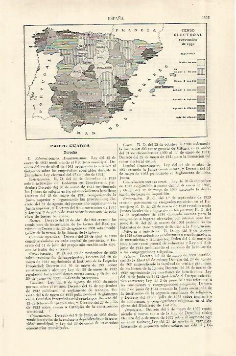 LAMINA ESPASA 29159: Censo electoral de 1930