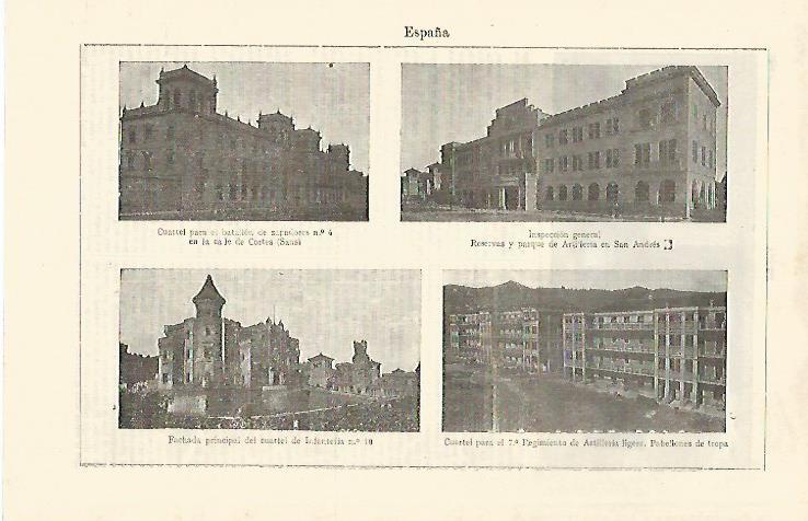 LAMINA ESPASA 29167: Cuarteles militares de Barcelona