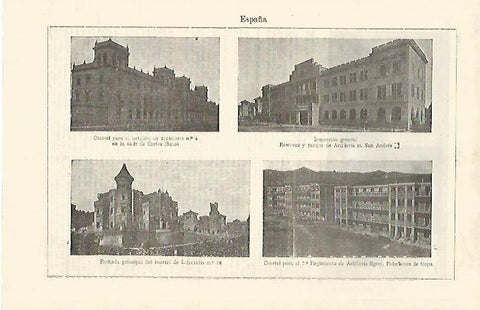 LAMINA ESPASA 29167: Cuarteles militares de Barcelona