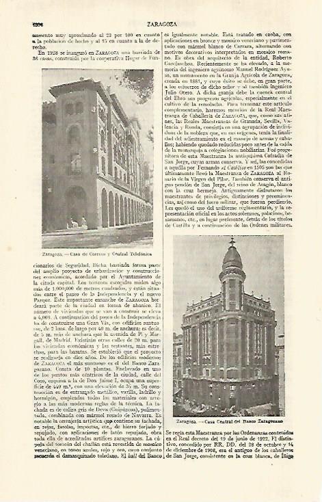 LAMINA ESPASA 29183: Casa de Correos en Zaragoza