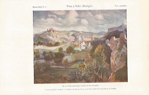 LAMINA ESPASA 29194: El puente de Alcantara y castillo de San Servando por E. Vera y Sales