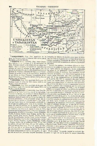 LAMINA ESPASA 29197: Mapa de Usbekistany Tadjikistan