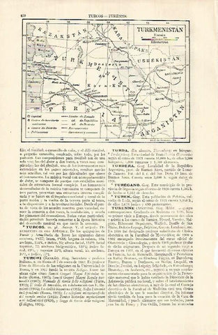 LAMINA ESPASA 29212: Mapa de Turkmenistan