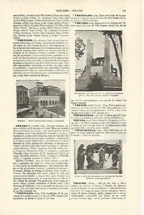 LAMINA ESPASA 29214: Vistas de Treviso Italia