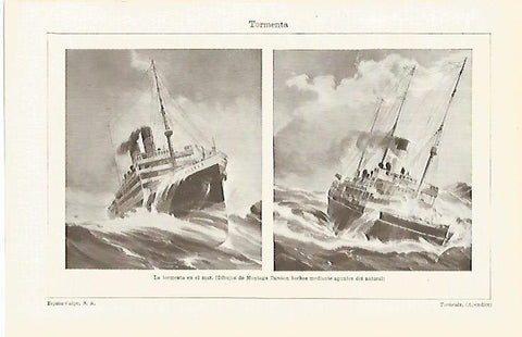 LAMINA ESPASA 29224: LA tormenta en el mar dibujos de Montagu Dawson