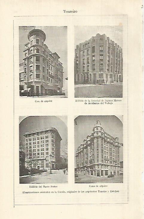LAMINA ESPASA 29233: Edificios de los arquitectos Tereiro y Estelles en La Coruña