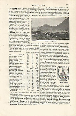 LAMINA ESPASA 29280: Vista y escudo de Cieza Murcia
