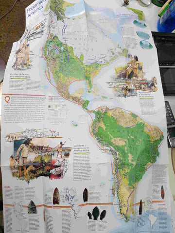 Mapa suplemento de la revista National Geographic: Los Albores de la Humanidad, Poblamiento America