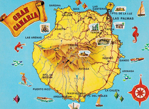 POSTAL B6365: GRAN CANARIA. MAPA