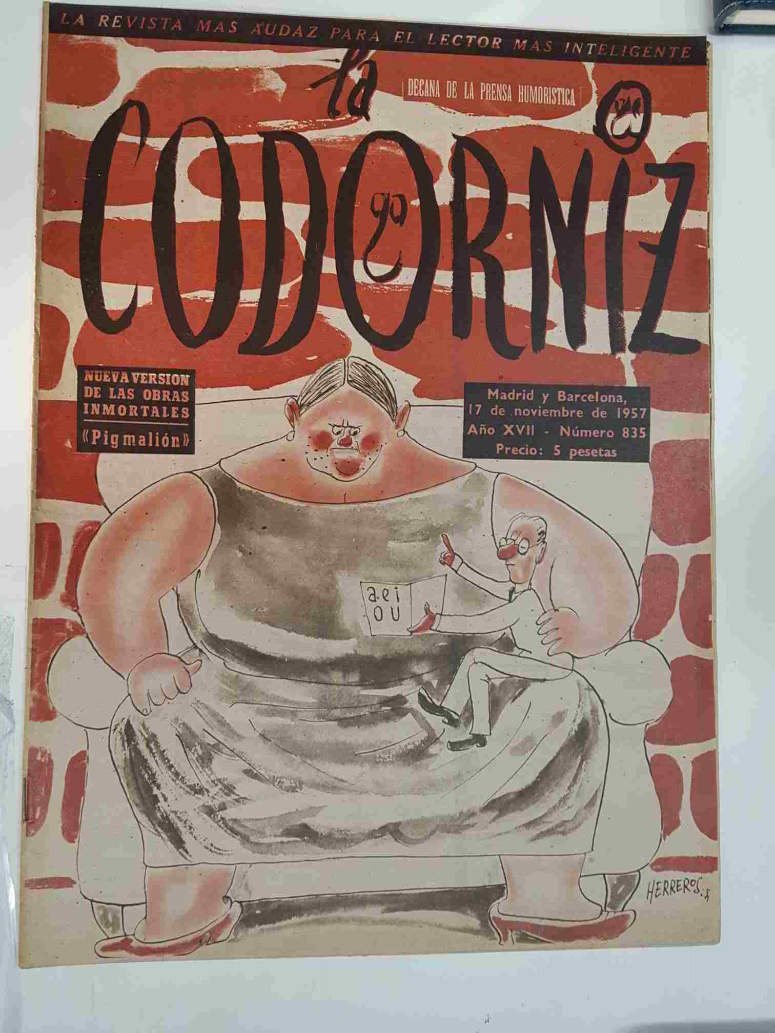 Revista: La Codorniz num 0835, 17 de noviembre de 1957- Pigmalion