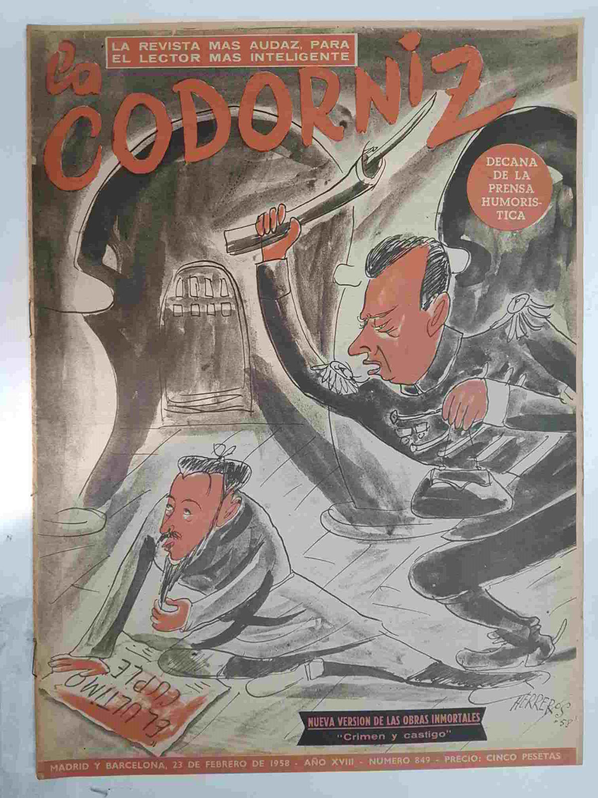 Revista: La Codorniz num 0849, 23 de febrero de 1958 - Crimen y castigo