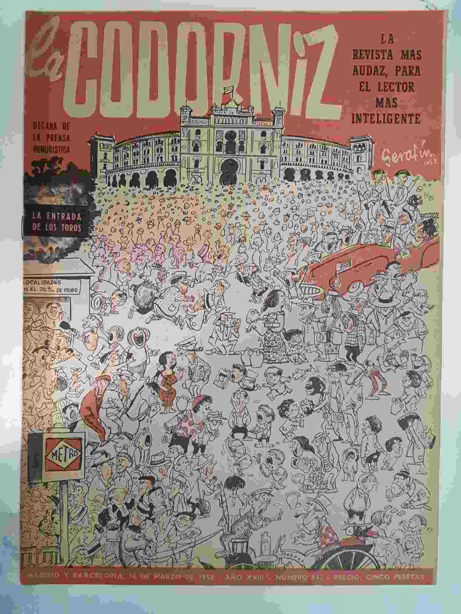Revista: La Codorniz num 0852, 16 de marzo de 1958 año XVIII - La entrada de los toros 