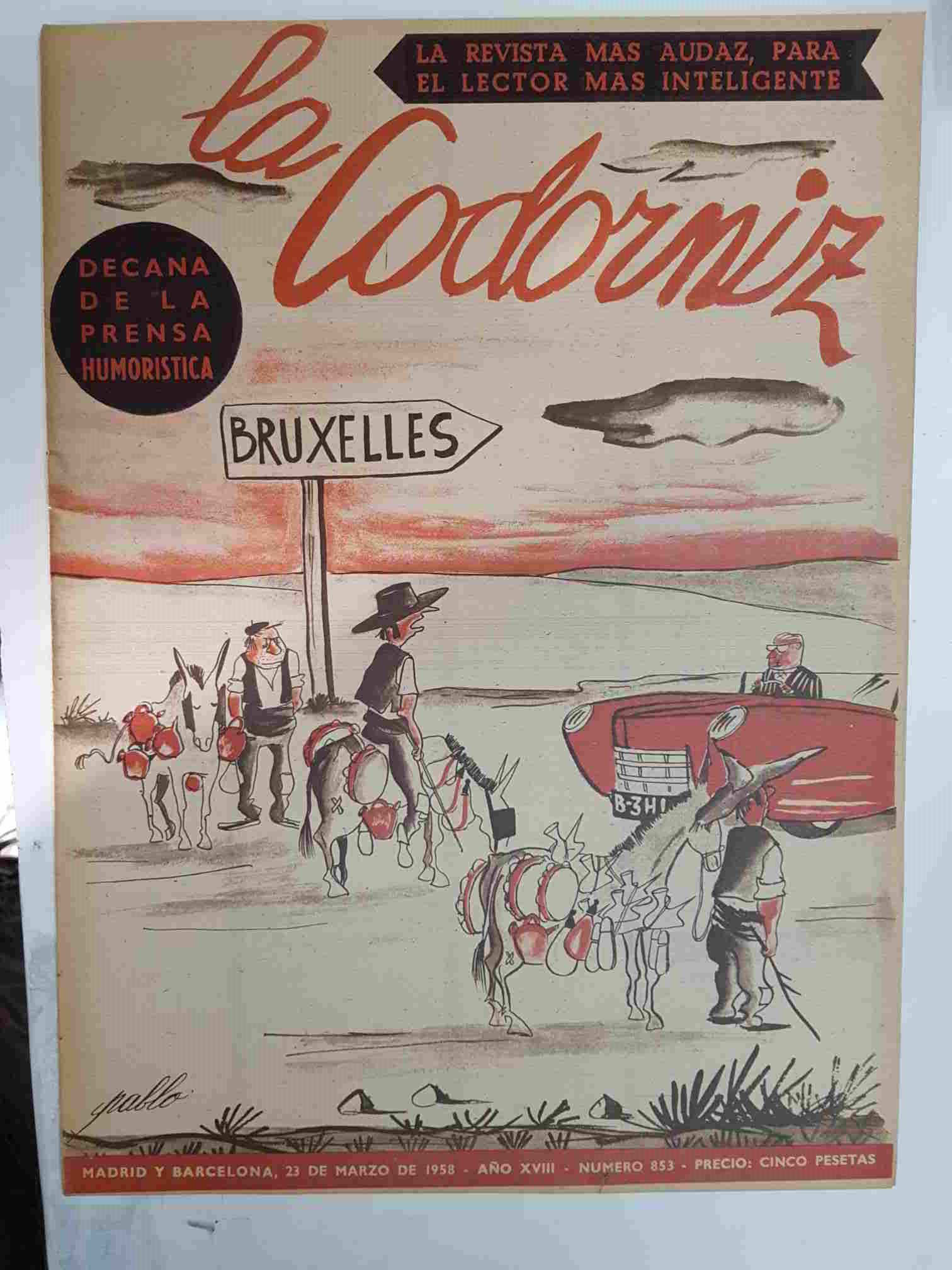Revista: La Codorniz num 0853, 23 de marzo de 1958 año XVIII - Bruxelles