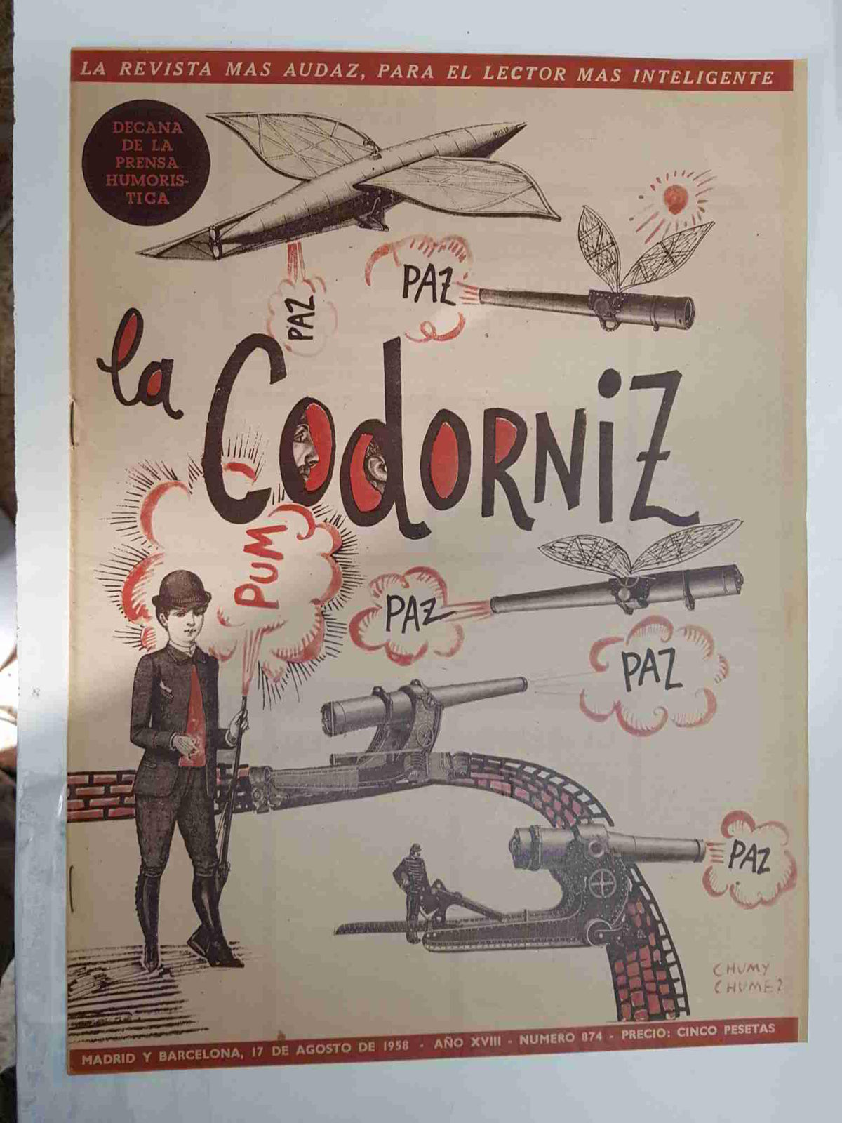 Revista: La Codorniz num 0874, 17 de agosto de 1958 año XVIII - Paz