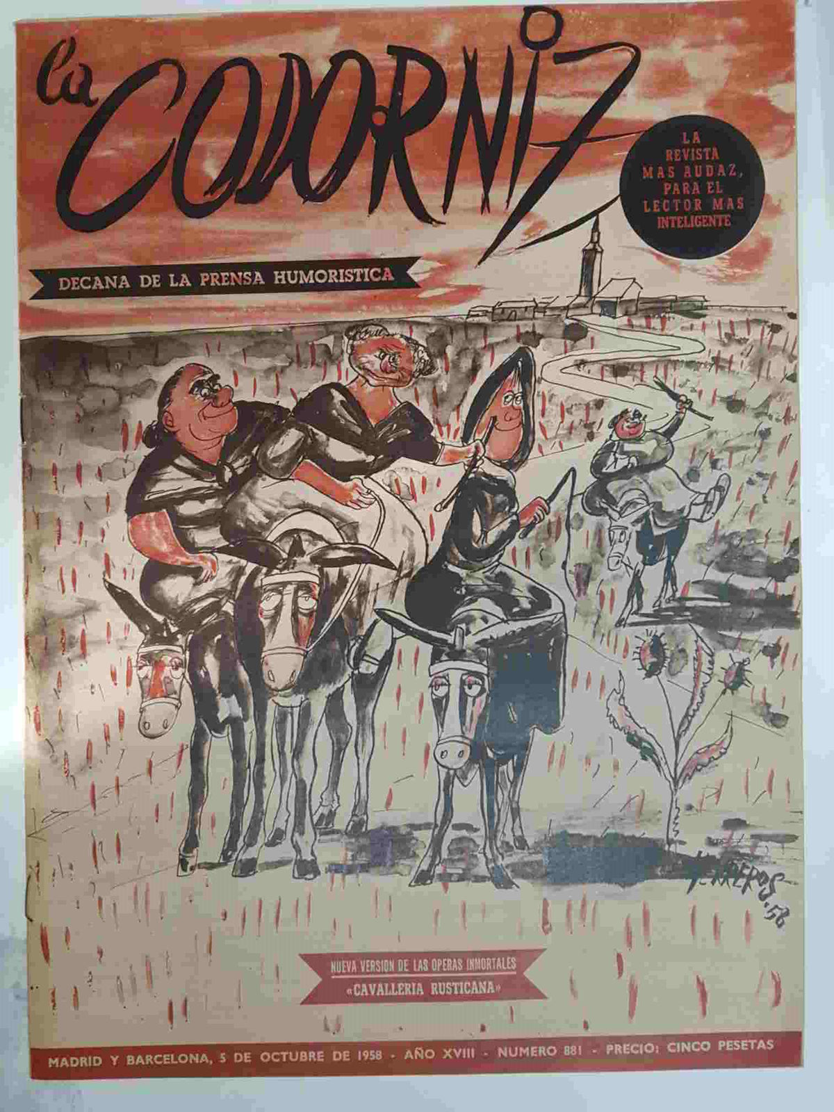 Revista: La Codorniz num 0881, 5 de octubre de 1958 año XVIII - Cavalleria rusticana