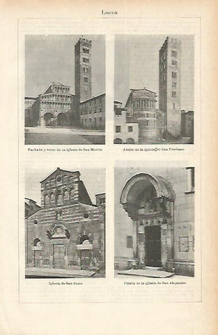 LAMINA ESPASA 1837: Vistas de Lucca Italia