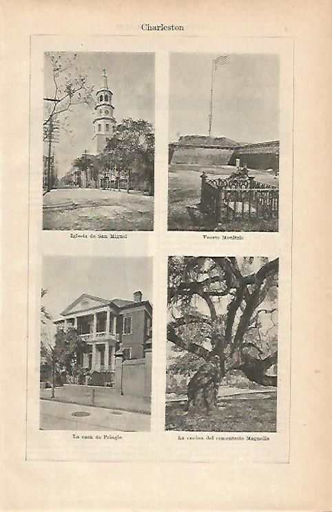 LAMINA ESPASA 1899: Vistas de Charleston Estados Unidos