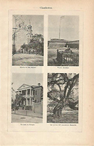 LAMINA ESPASA 1899: Vistas de Charleston Estados Unidos